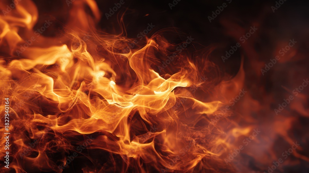 Fototapeta premium Close-up fire texture forming a dynamic fiery backdrop for designs