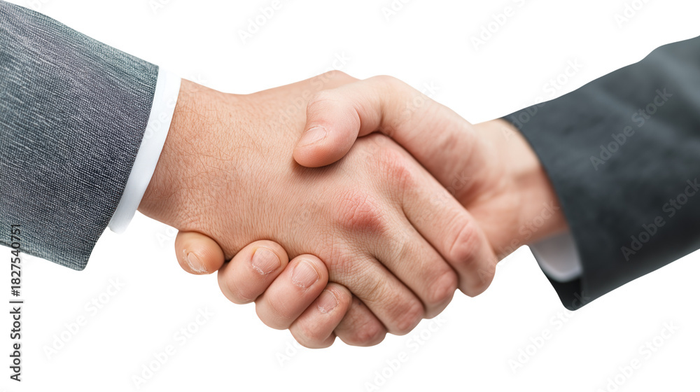 Fototapeta premium Business handshake close-up, partnership agreement concept, transparent background