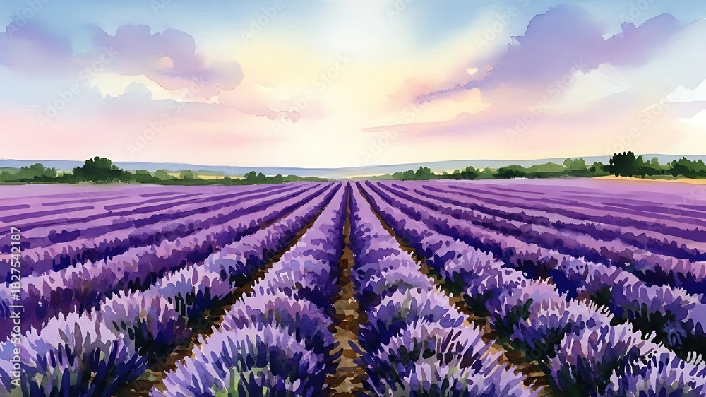 Fototapeta premium Lavender field sunset