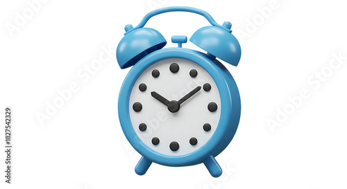 3d icon of blue alarm clock isolated on transparent background