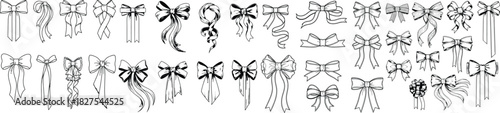 Set off Christmas Bow Ribbon Bundle vector Collection.