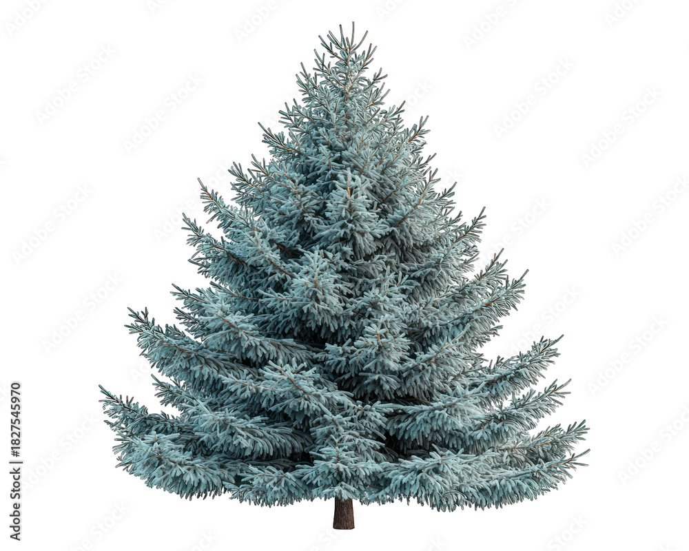 Fototapeta premium Isolated silver fir tree, evergreen, conical shape, snowy effect on needles