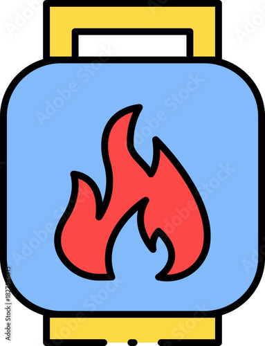 Gas cylinder with flame icon, suitable for energy, fuel, or cooking-related projects, 8