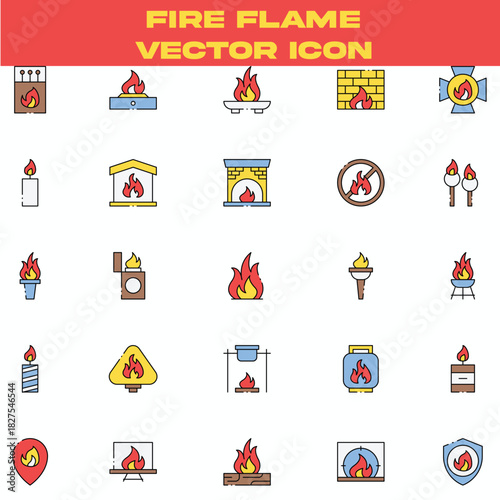 Fire Flame Vector Icons Diverse Set of Burning Elements for Design
