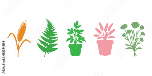 A collection of vector colored illustrations featuring herbs, plants, and flowers. Hand-drawn graphic sketches for your design needs.

