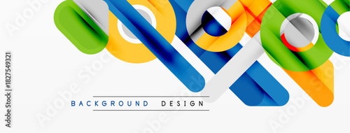 Abstract colorful lines create dynamic composition. Modern design elements suggest movement, energy, visual appeal. Bright hues dominate.