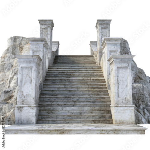 Stone Steps to a High Place: A majestic stone staircase rises towards an unseen destination. The architectural grandeur, and the aged texture of the stone whisper tales of time and transition. 