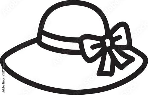 An elegant, wide-brimmed hat, adorned with a delicate bow, evokes feelings of timeless sophistication and summery charm. It is a symbol of fashion.