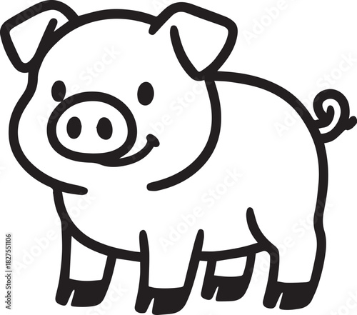 A cheerful illustration of a cute piglet, ideal for conveying themes of innocence and rural life.