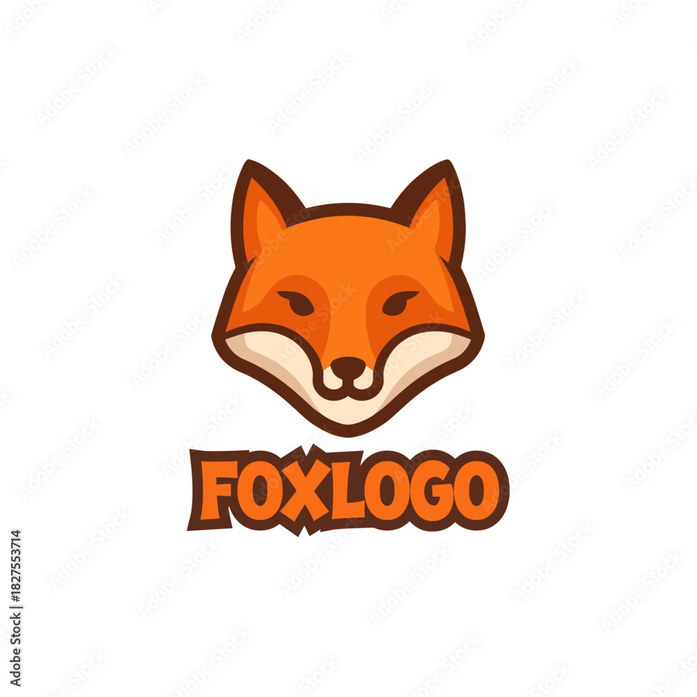 Obraz premium Geometric fox head logo with bold typeface