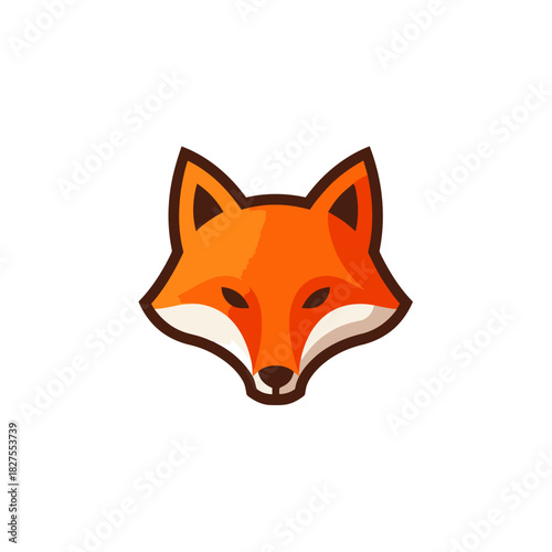 Geometric fox head with vibrant orange fur