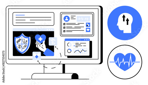 Healthcare technology. Healthcare is ed by data analytics, telemedicine interface, and secure data exchange. Healthcare solutions enhance patient care. For telemedicine, health apps, data security