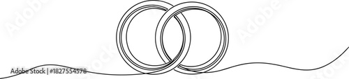 Continuous Line Symbol of Love with Two Wedding Bands.