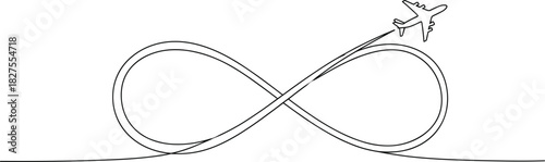 Continuous One Line Airplane Trail with Infinity Loop.