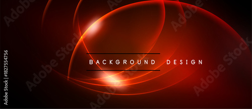 Abstract red neon lines create dynamic background. Bright glow radiates from central point, forming elegant design.