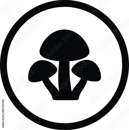 Silhouette mushrooms cluster in a circle design vector Illustrator