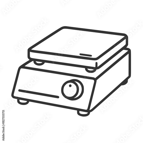 Minimal Laboratory Hotplate Stirrer Icon - Outline Style