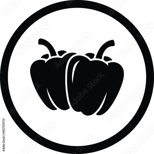 Silhouette two bell peppers in circle vector Illustrator