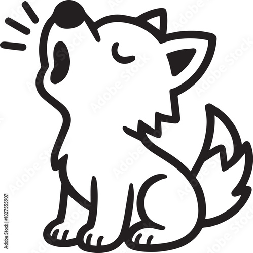 A simple, yet emotive monochrome illustration of a wolf howling, exuding a sense of wildness and untamed spirit. The clean lines and bold contrast draw the viewer in.