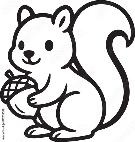 A cute Squirrel holding acorn.