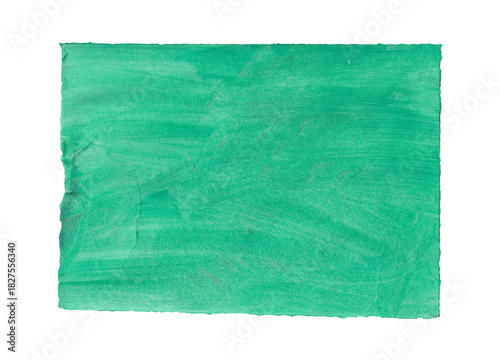 Torn Green Watercolor Paper with Ripped Edges, Isolated on Transparent Background