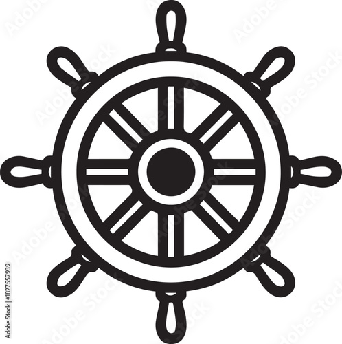 A detailed, artistic line drawing of a ship's wheel commands attention, exuding a sense of nautical heritage and the timeless allure of maritime travel.