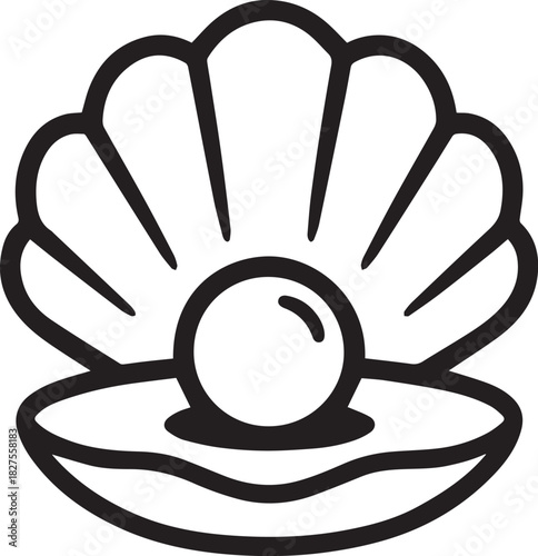 A perfectly formed, lustrous pearl nestled within the embrace of an open clam shell, a testament to nature's artistry and the allure of the sea.