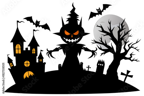 helloween sihouette black vector white background