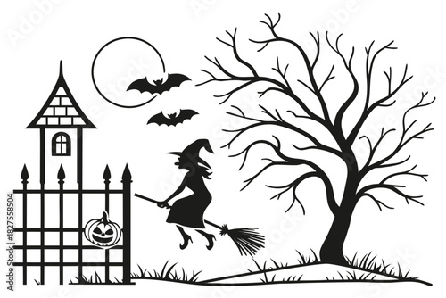 helloween sihouette black vector white background