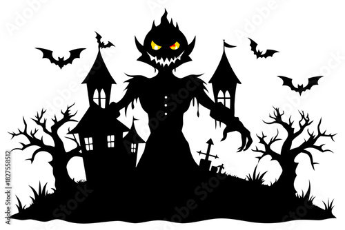 helloween sihouette black vector white background