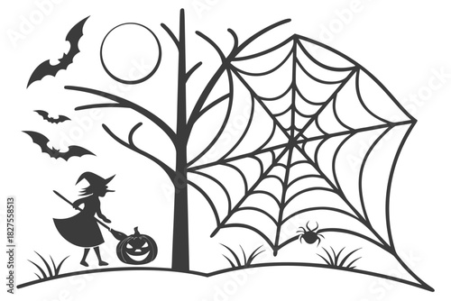helloween sihouette black vector white background