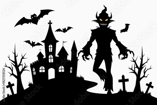 helloween sihouette black vector white background