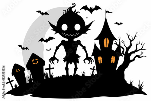 helloween sihouette black vector white background