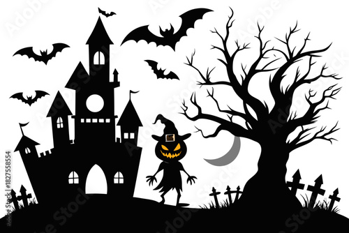 helloween sihouette black vector white background