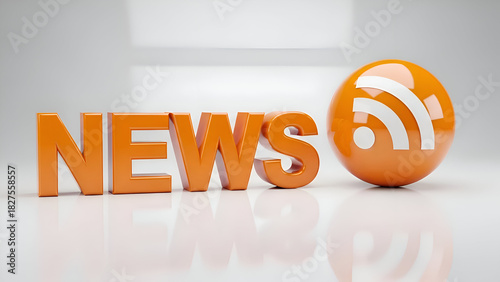Stay Informed Get the Latest News Updates With This Fresh Content, Orange Letters Spelling News With RSS Icon, Perfect for Digital Media and Marketing