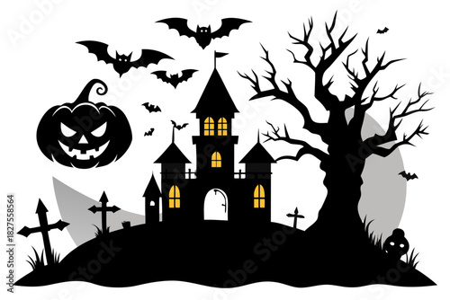 helloween sihouette black vector white background