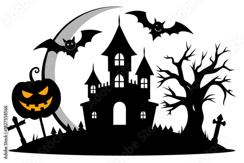 helloween sihouette black vector white background