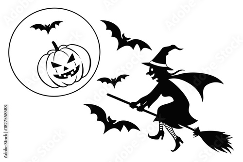 helloween sihouette black vector white background
