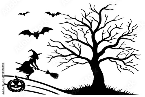 helloween sihouette black vector white background