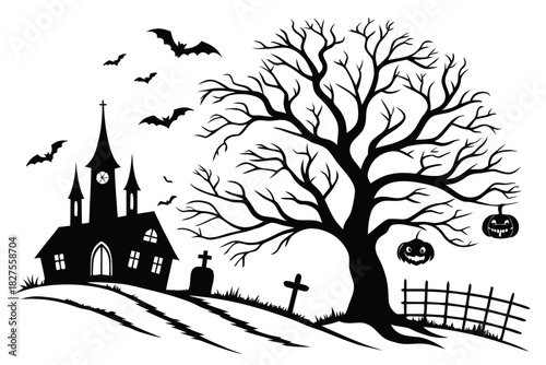 helloween sihouette black vector white background
