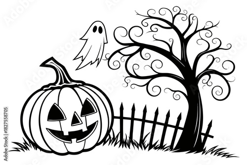 helloween sihouette black vector white background