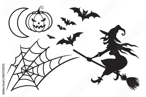 helloween sihouette black vector white background