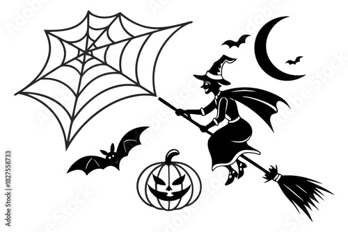 helloween sihouette black vector white background
