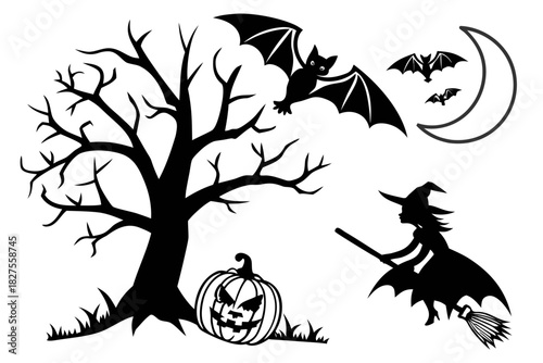 helloween sihouette black vector white background