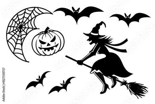 helloween sihouette black vector white background