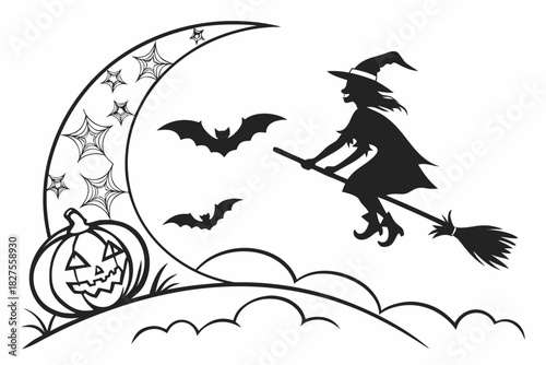 helloween sihouette black vector white background