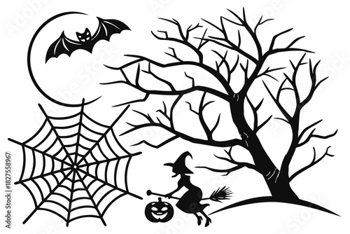 helloween sihouette black vector white background