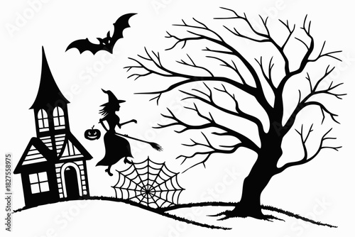 helloween sihouette black vector white background