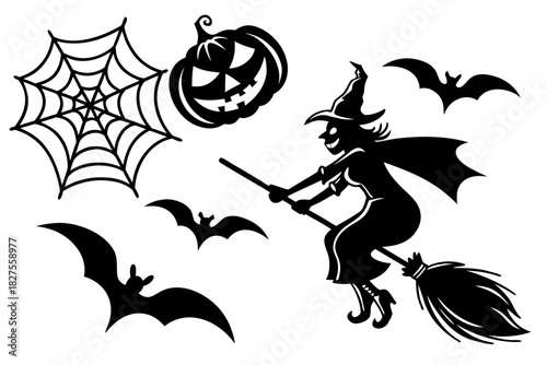helloween sihouette black vector white background