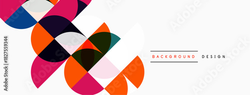 Abstract colorful overlapping circles create dynamic visual pattern. White space provides clean backdrop for design elements.